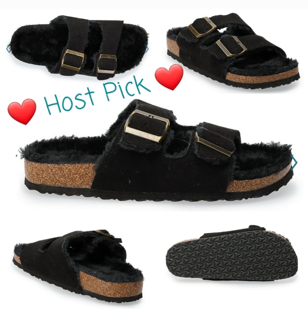 👀50% OFF - NWT‼️ Sonoma Goods for Life brand Faux Fur Cork Slippers - Picture 1 of 9